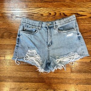 Light wash denim shorts
